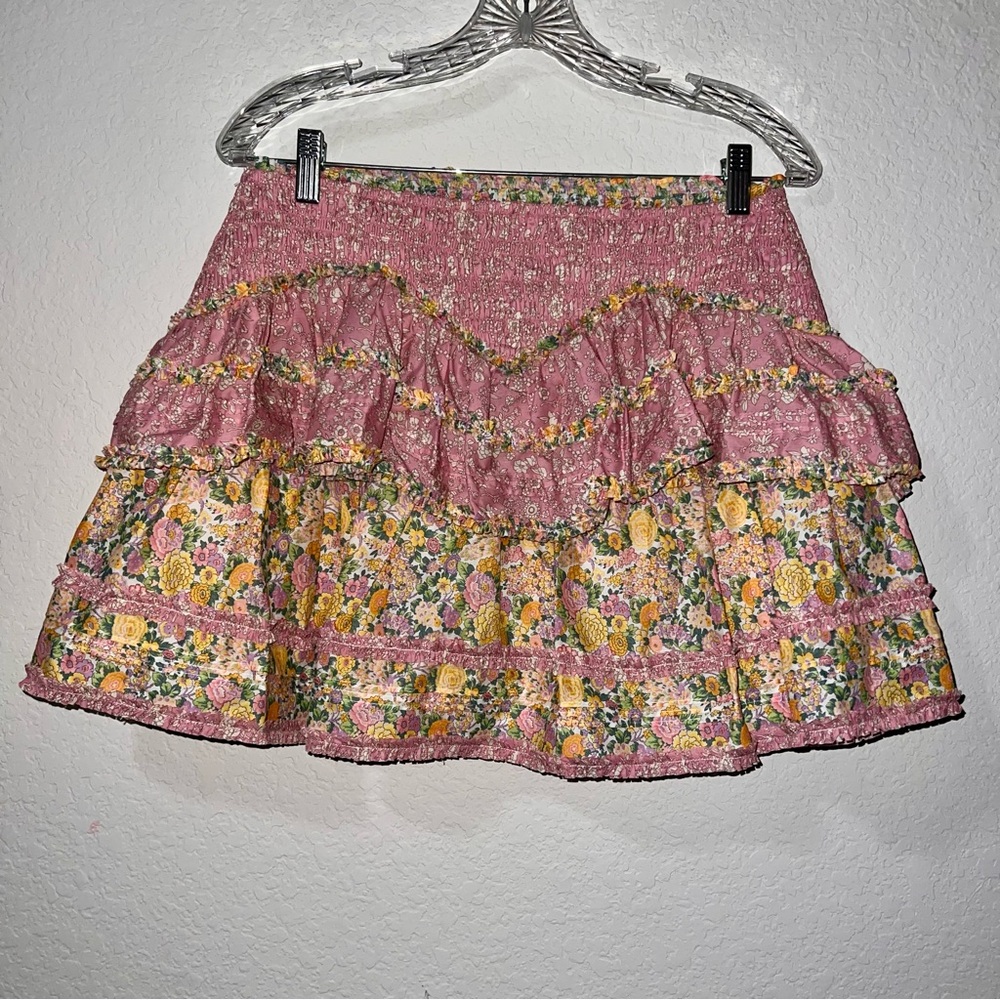 NWT LoveShackFancy Tribeca Floral Ruffled Mini Skirt